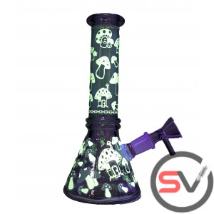 MUSHROOM MINI BEAKER TYPE 2 - AQUA 8inch (GLOW IN DARK)